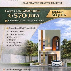 Jual Rumah di Nara Cozy House Cileunyi Bandung Tipe 60/60