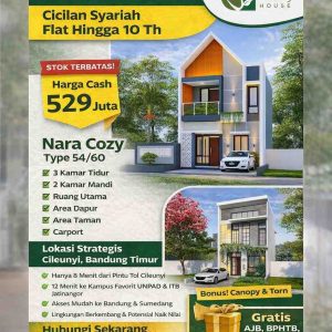 Jual Rumah di Nara Cozy House Cileunyi Bandung Tipe 54/60